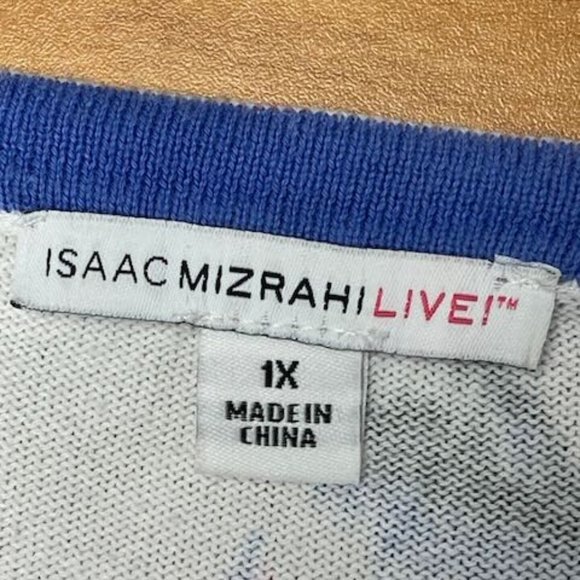 Isaac Mizrahi Live 3/4 sleeved cotton cardigan, periwinkle & pink, 1X, like new! - Picture 6 of 7